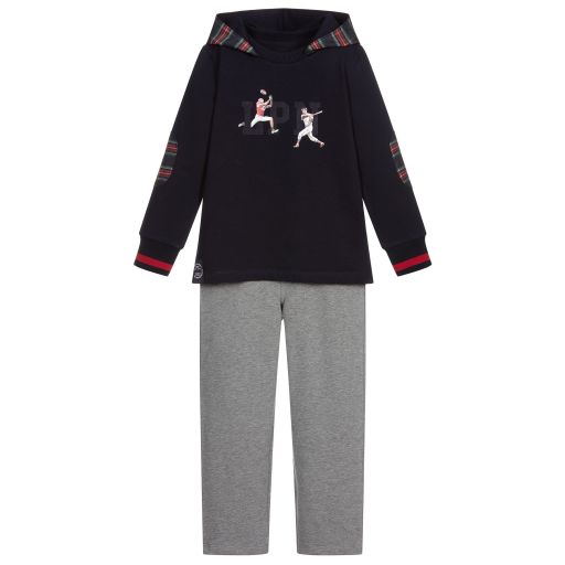 Lapin House-Blue & Grey Cotton Tracksuit | Childrensalon Outlet