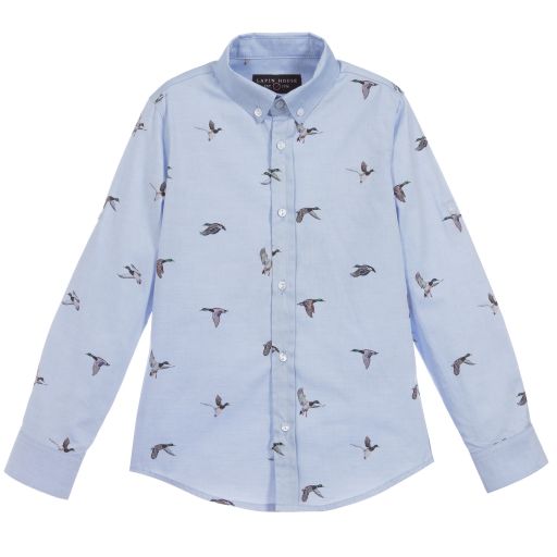 Lapin House-Blue & Grey Duck Cotton Shirt | Childrensalon Outlet