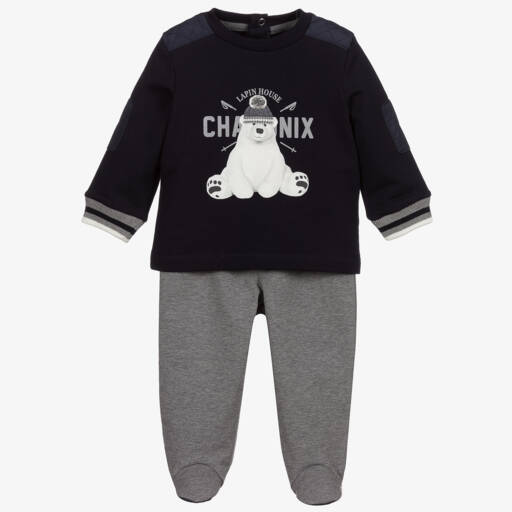 Lapin House-Blue & Grey Trousers Set | Childrensalon Outlet