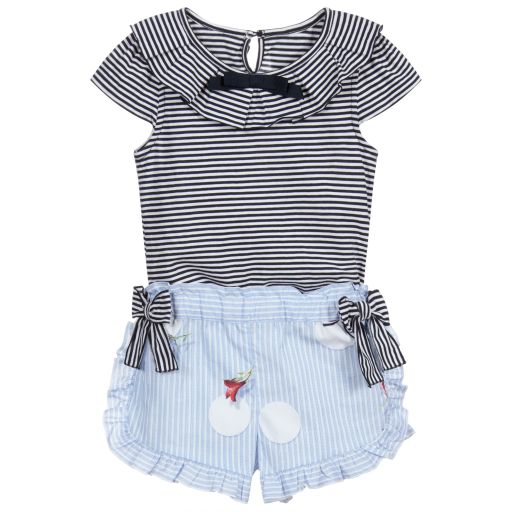 Lapin House-Blue Striped Shorts Set | Childrensalon Outlet