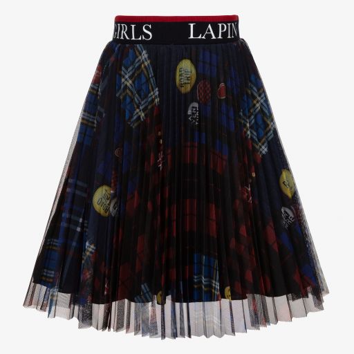 Lapin House-Blue Tartan Pleated Skirt | Childrensalon Outlet