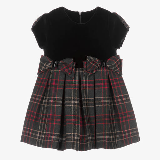 Lapin House-Blue Velvet & Tartan Dress | Childrensalon Outlet