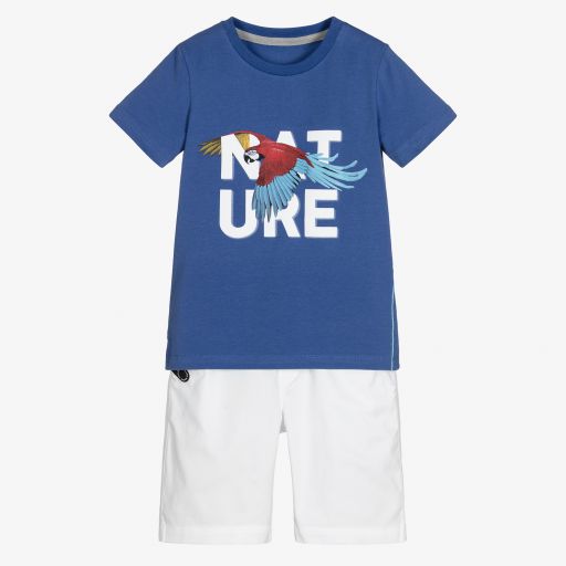 Lapin House-Blue & White Cotton Shorts Set | Childrensalon Outlet
