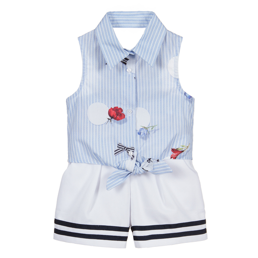 Lapin House-Blue & White Shorts Set | Childrensalon Outlet