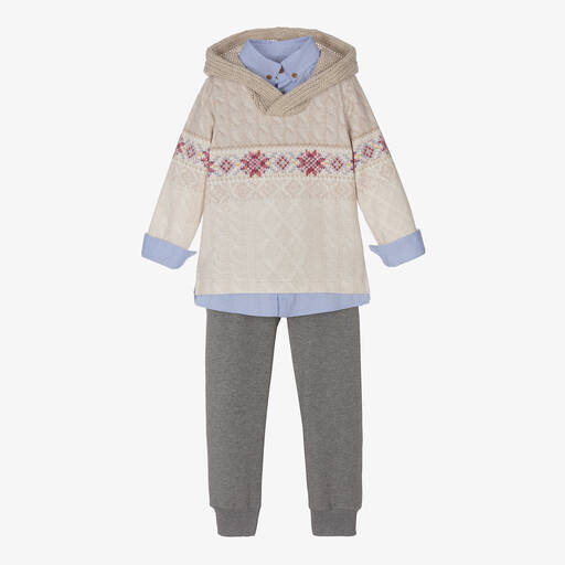 Lapin House-Boys Beige & Grey Trouser Set | Childrensalon Outlet