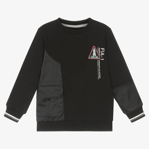 Lapin House-Boys Black Cotton Sweatshirt | Childrensalon Outlet