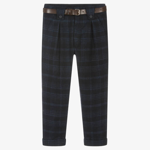 Lapin House-Boys Blue Checked Trousers  | Childrensalon Outlet