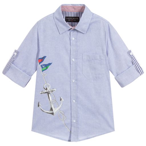 Lapin House-Boys Blue Cotton Shirt | Childrensalon Outlet