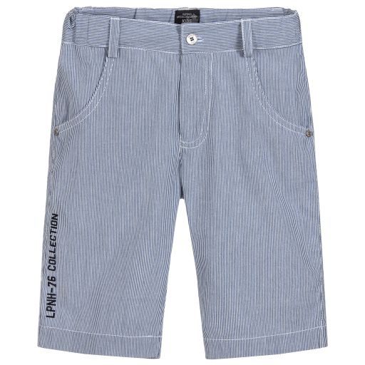 Lapin House-Boys Blue Stripe Cotton Shorts | Childrensalon Outlet