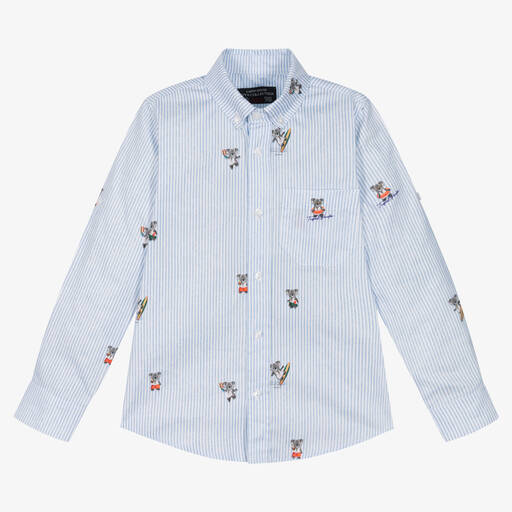 Lapin House-Boys Blue Striped Cotton Koala Shirt | Childrensalon Outlet