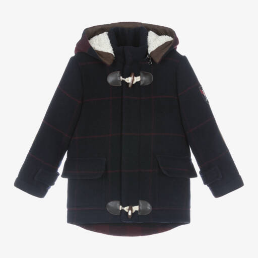 Lapin House-معطف دافل كاروهات صوف لون كحلي للأولاد | Childrensalon Outlet