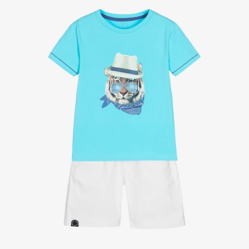 Lapin House-Boys Blue & White Shorts Set | Childrensalon Outlet