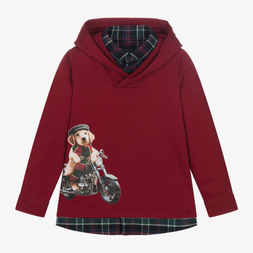 Lapin House-Boys Cotton Hoodie in Red | Childrensalon Outlet