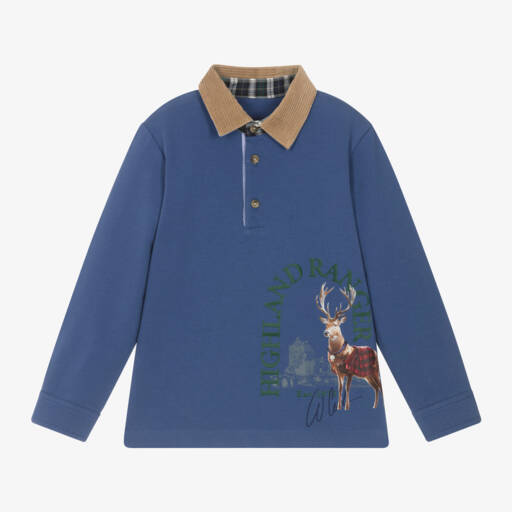 Lapin House-Boys Cotton Polo with Deer Motif | Childrensalon Outlet