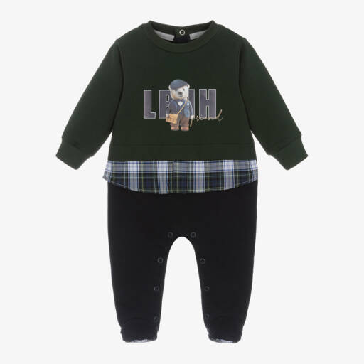 Lapin House-Boys Green Bear Print Sleepsuit | Childrensalon Outlet