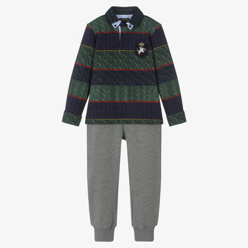 Lapin House-Сине-зеленый топ и серые брюки для мальчиков | Childrensalon Outlet