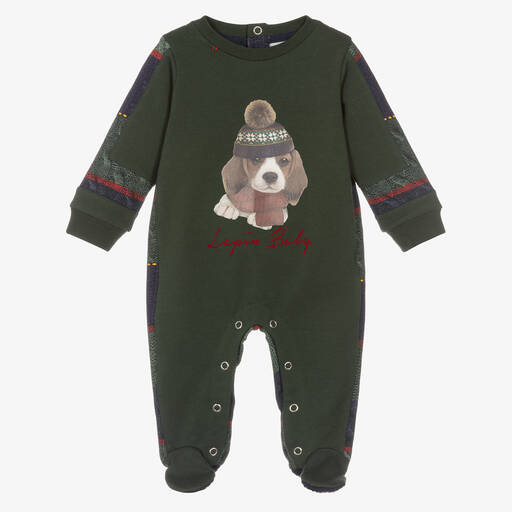 Lapin House-Boys Green Cotton Babygrow | Childrensalon Outlet