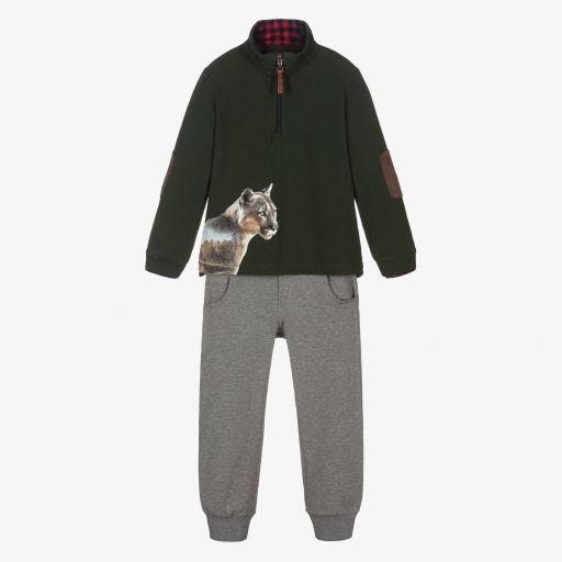 Lapin House-Boys Green & Grey Tracksuit | Childrensalon Outlet