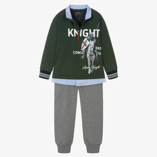 Lapin House-Boys Green & Grey Tracksuit | Childrensalon Outlet