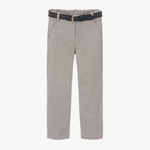 Lapin House-Boys Grey Belted Trousers | Childrensalon Outlet