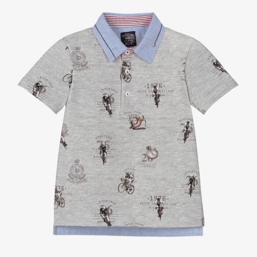 Lapin House-Boys Grey Cotton Polo Shirt | Childrensalon Outlet