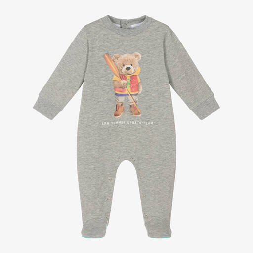 Lapin House-Boys Grey Marl Cotton Babygrow | Childrensalon Outlet