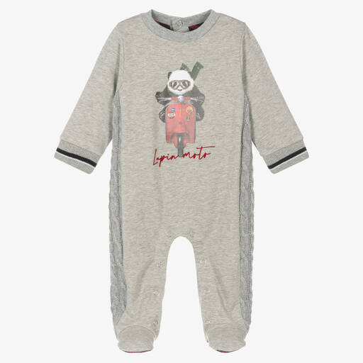 Lapin House-Boys Grey Panda Babygrow | Childrensalon Outlet