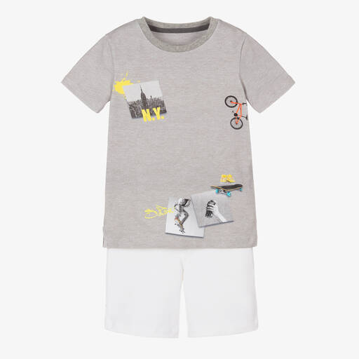 Lapin House-Серая футболка и белые шорты из хлопка | Childrensalon Outlet