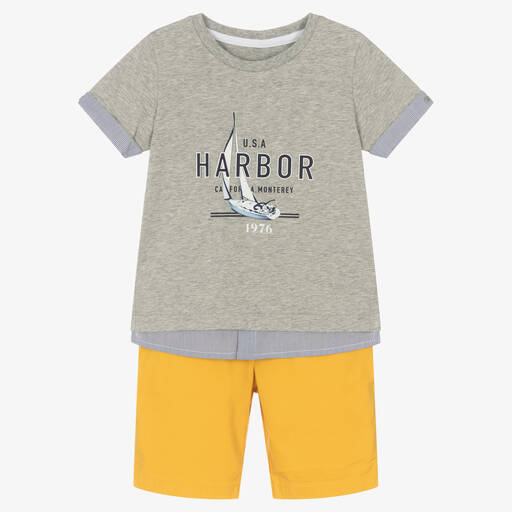 Lapin House-Ensemble short coton gris et jaune | Childrensalon Outlet