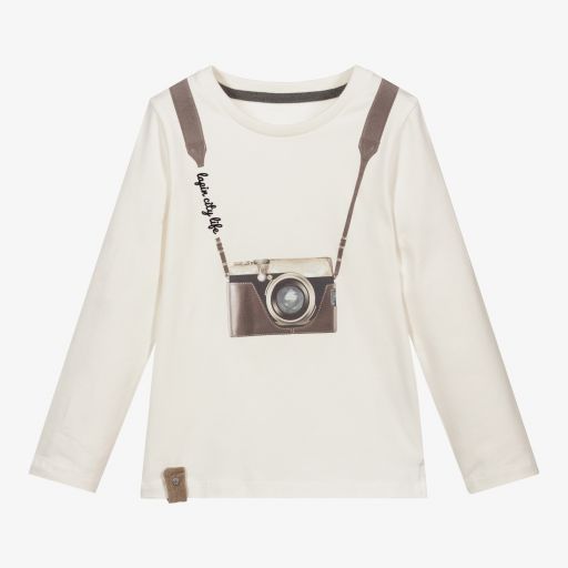 Lapin House- Boys Ivory Cotton Camera Top | Childrensalon Outlet