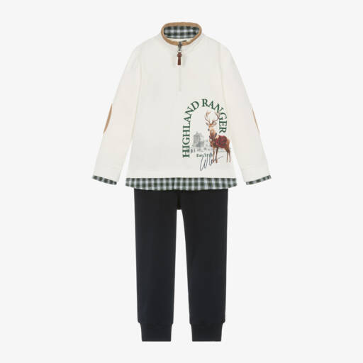 Lapin House-Boys Ivory & Navy Jogger Outfit | Childrensalon Outlet