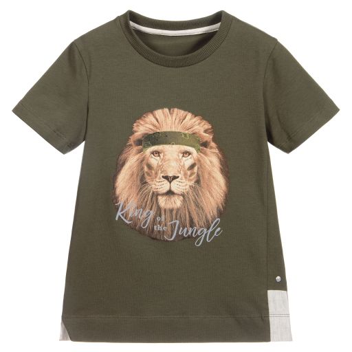Lapin House-Boys Khaki Green T-Shirt  | Childrensalon Outlet