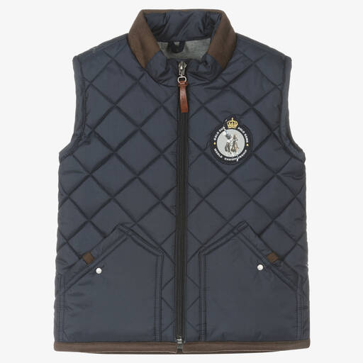 Lapin House-Boys Navy Blue Quilted Gilet | Childrensalon Outlet