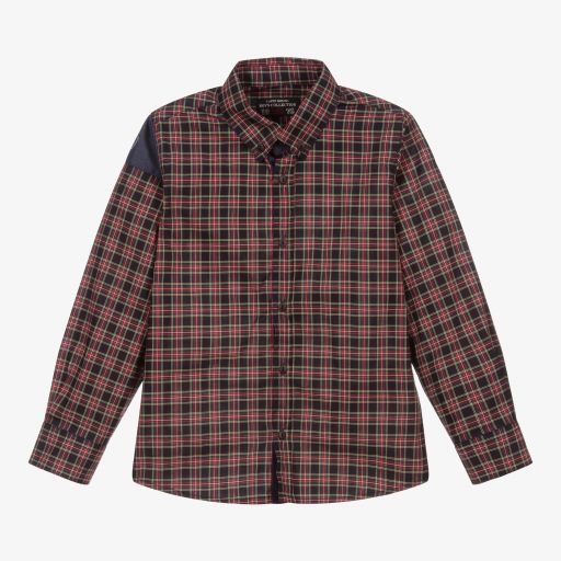 Lapin House-Boys Navy Blue Tartan Shirt | Childrensalon Outlet