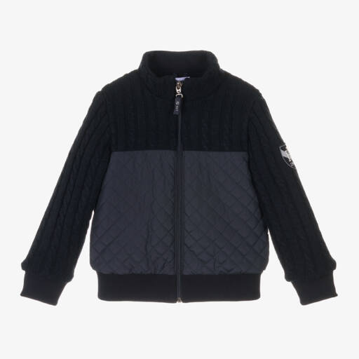 Lapin House-Boys Navy Quilted Knit Jacket | Childrensalon Outlet
