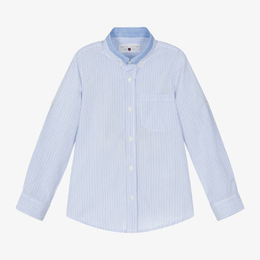 Lapin House-Boys Striped Blue Cotton Top | Childrensalon Outlet