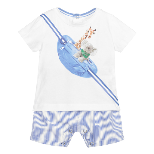 Lapin House-Комплект из белого топа и синих шорт | Childrensalon Outlet