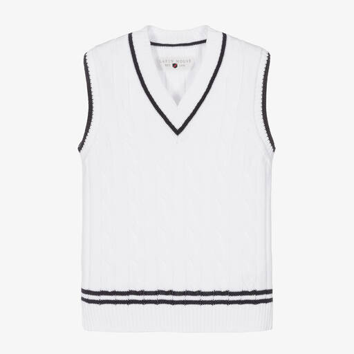 Lapin House-Boys White Cotton Knit Slipover | Childrensalon Outlet