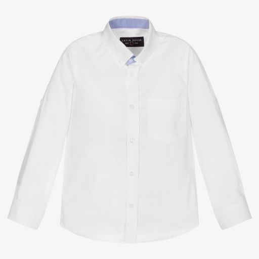 Lapin House-قميص قطن بوبلين لون أبيض للأولاد | Childrensalon Outlet