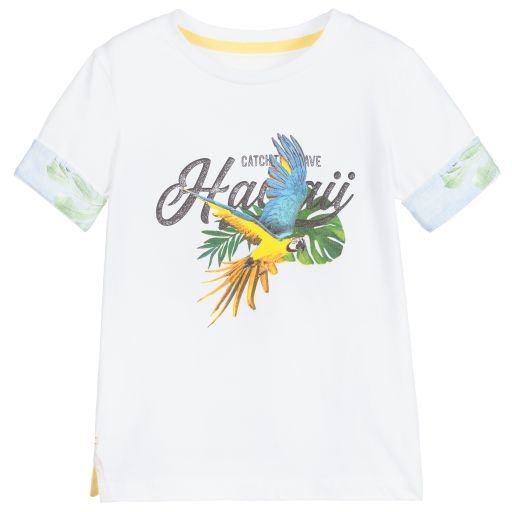 Lapin House-Weißes T-Shirt mit Papageienmotiv (J) | Childrensalon Outlet