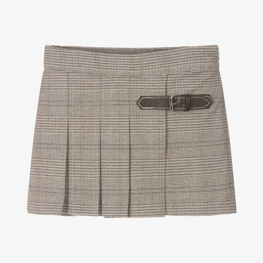 Lapin House-Girls Beige Check Pleated Skort | Childrensalon Outlet