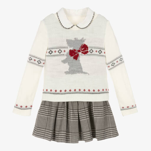 Lapin House-طقم فستان وبلوفر لون أسود وعاجي | Childrensalon Outlet
