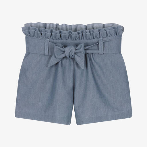 Lapin House-Girls Blue Cotton Chambray Shorts | Childrensalon Outlet