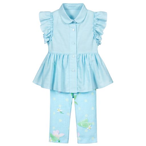 Lapin House-Girls Blue Cotton Leggings Set | Childrensalon Outlet