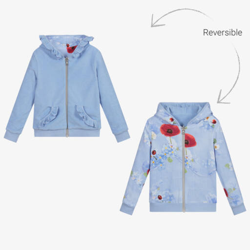 Lapin House-Girls Blue Cotton Zip-Up Top | Childrensalon Outlet