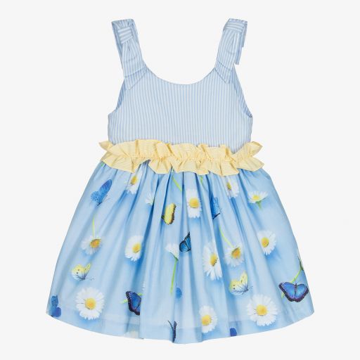 Lapin House-Girls Blue Daisy Cotton Dress | Childrensalon Outlet
