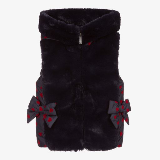 Lapin House-Girls Blue Faux Fur Gilet | Childrensalon Outlet