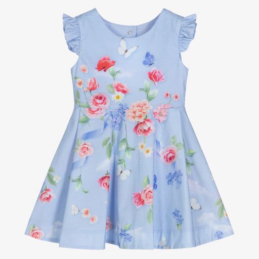 Lapin House-Girls Blue Floral Dress | Childrensalon Outlet