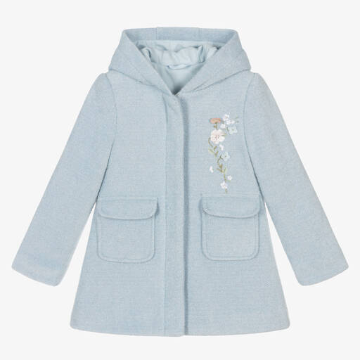 Lapin House-Girls Blue Hooded Flower Coat | Childrensalon Outlet