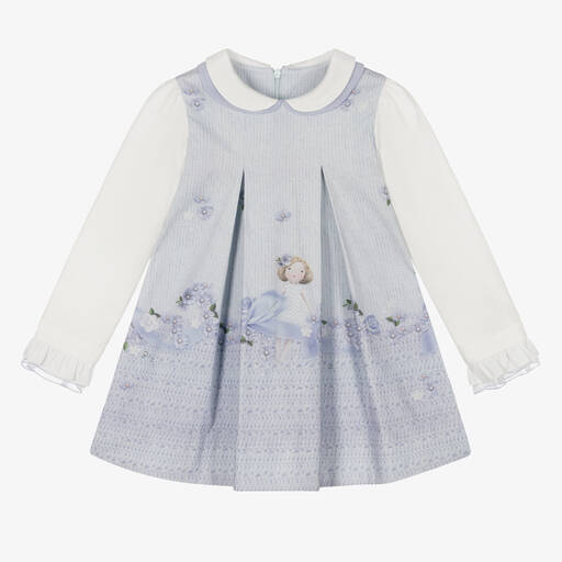 Lapin House-Girls Blue Knit Print Dress | Childrensalon Outlet